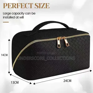 *Woven Texture Cosmetic Bag High Appearance Level Large Capacity
