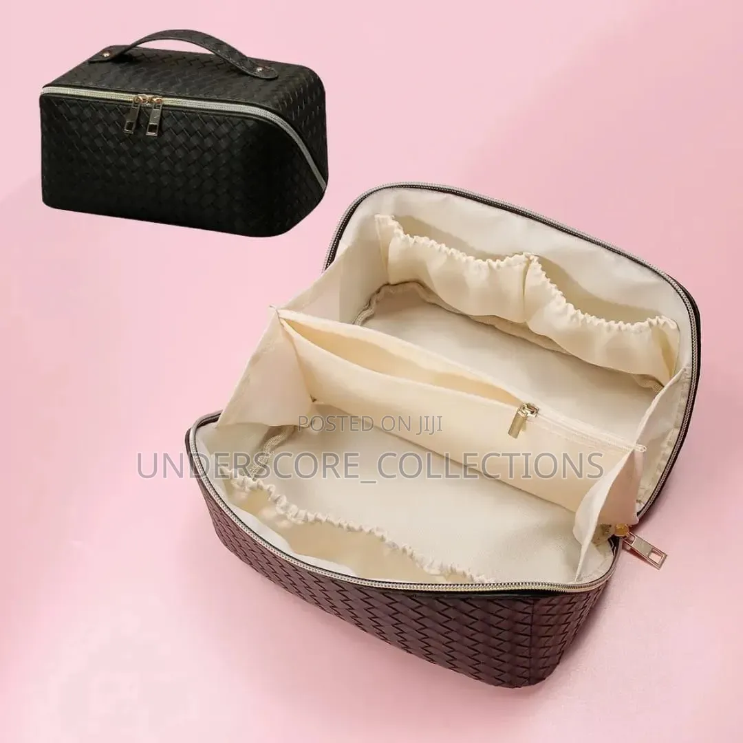 *Woven Texture Cosmetic Bag High Appearance Level Large Capacity