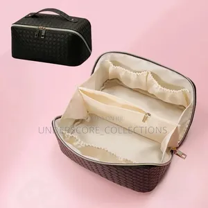 *Woven Texture Cosmetic Bag High Appearance Level Large Capacity