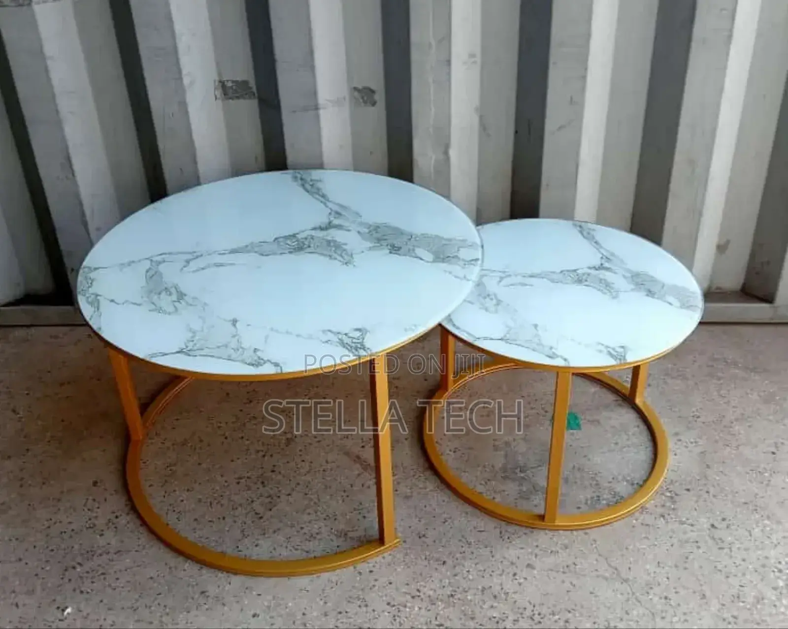 Marble Nesting Coffee Table (Glass Effect) White