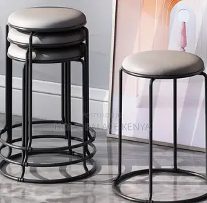 Home Stool: Upholstered High Stool With Reinforced Iron Frame