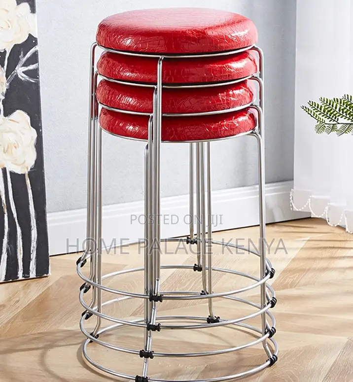 Home Stool: Upholstered High Stool With Reinforced Iron Frame