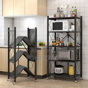 5 Tier Big Size Foldable Kitchen Rack With Wheels
