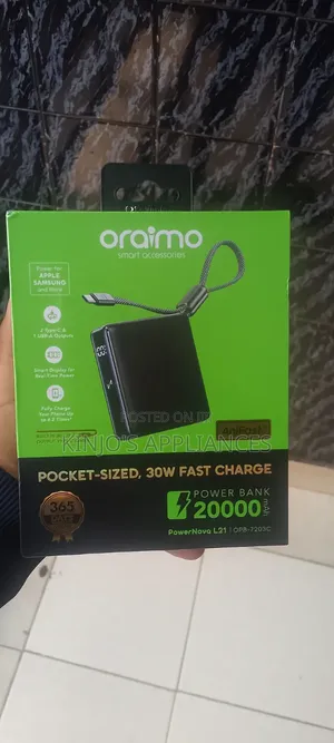 Oraimo Powernova L21 *30w 20000mah Fast Charging Power Bank