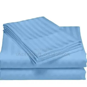 2 White Stripped Bedsheets With 2 Pillow Cases