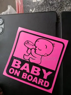 Pink Baby on Board Decor Sticker Applied on Car Window,Bumpers,Laptop