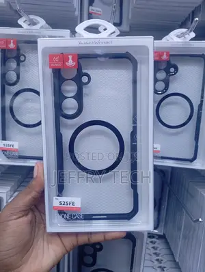Samsung Galaxy S25 Fe,Clear Acrylic Back With a Blue Border Cover