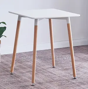 Dining Table: Square Dining Table With Glossy Finish and Wooden Legs