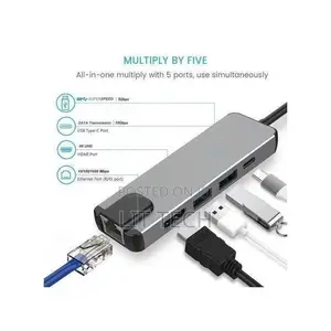 5 in 1 Multiport Adapter Hdmi, 100w Power Delivery, 3 Usb-a Data