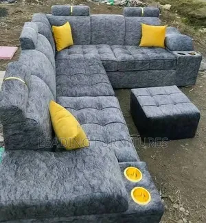 L Shape Color Gray With Gold Cup Holder