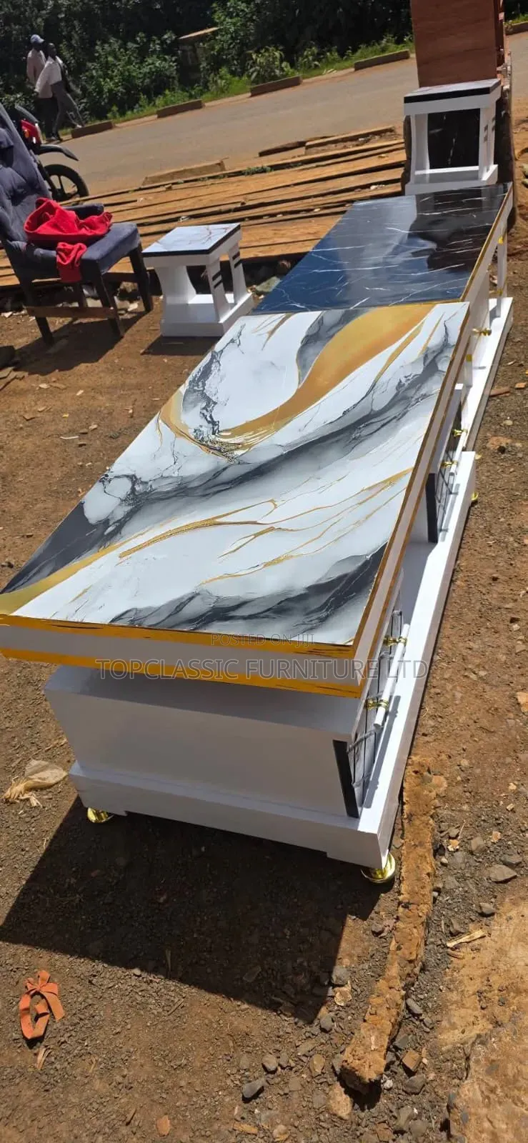 Coffee Table With Gold Lines