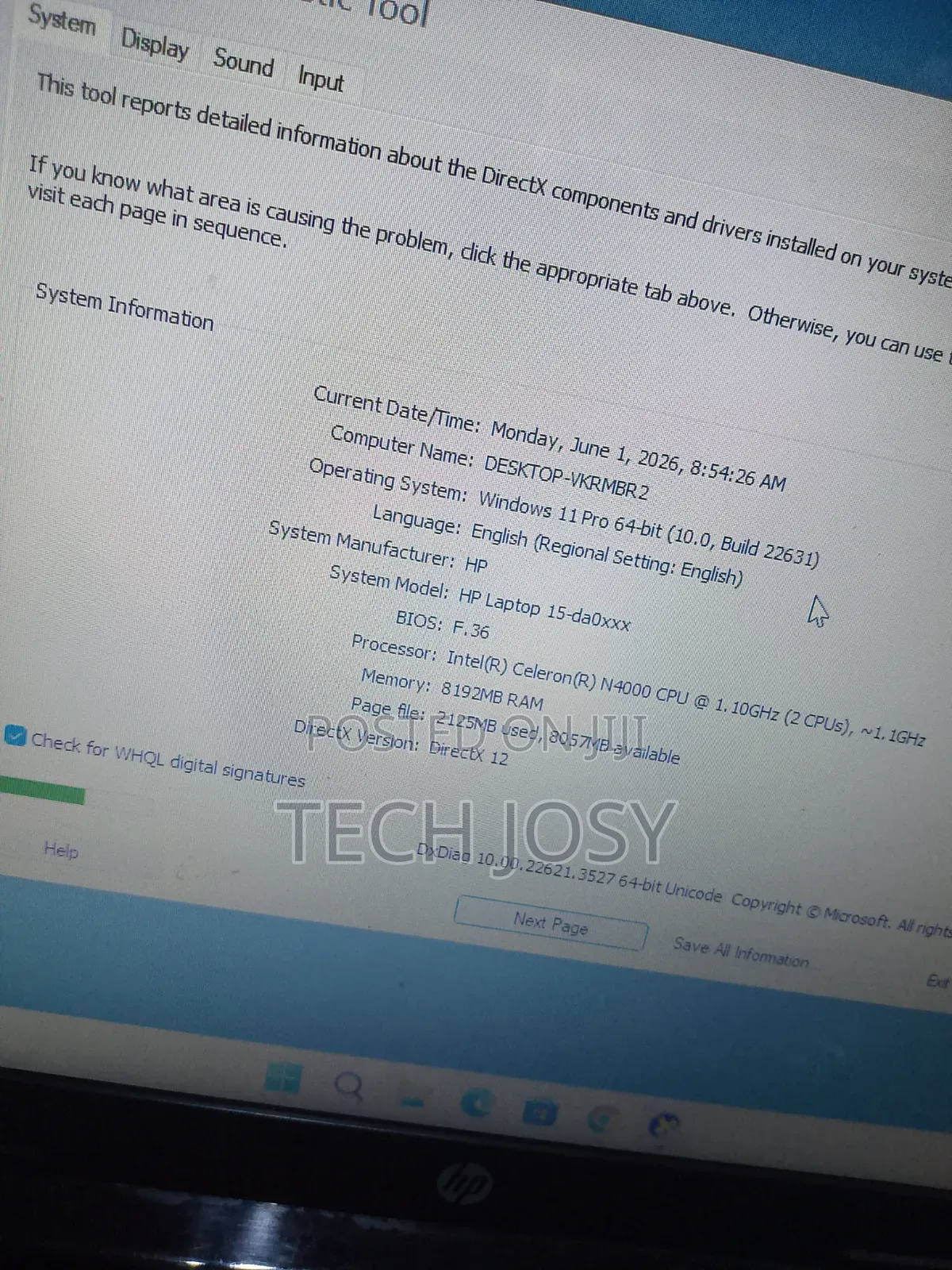 Laptop HP 15 8GB Intel Celeron HDD 500GB