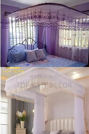 Purple and White Technical Two Stand Queen Size Mosquito Nets