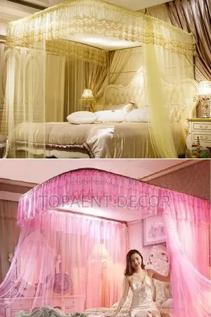 Cream and Pink 2 Stand Quality Mosquito Nets