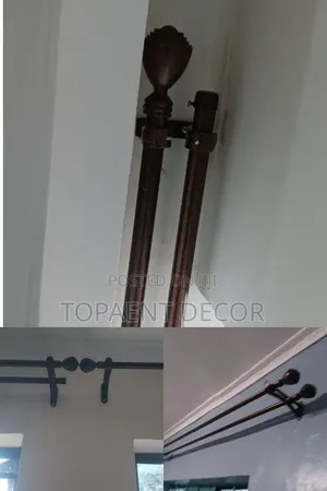 Double Sets for Curtain and Sheer Powder Coated Window Curtain Rods