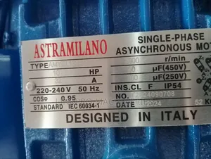 Astramilano 10hp Single Phase High Speed Motor