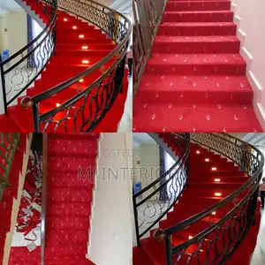 Stylish Red Wall to Wall Carpet for Modern Stairs