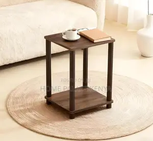 Side Table: Wooden Side Table With 2-Tier Storage Shelf