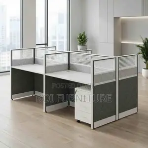 Office Workstation : Four Executive Office Workstation (Black White)