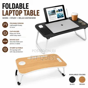 Foldable Laptop Table Bed Desk With Cup Holder Portable Study Tray