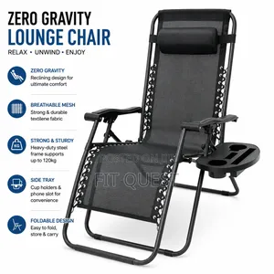 Foldable Zero Gravity Reclining Lounge Chair With Cup Holder Camping