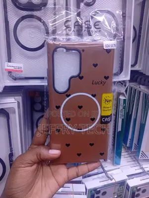 Samsung Galaxy S24 Ultra Matte Brown Material Adorned Cover