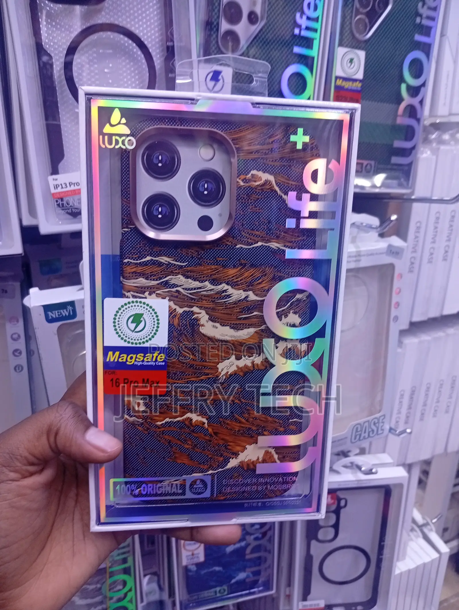 iPhone 16 Pro Max Blue and Gold "Wave" Design Cover