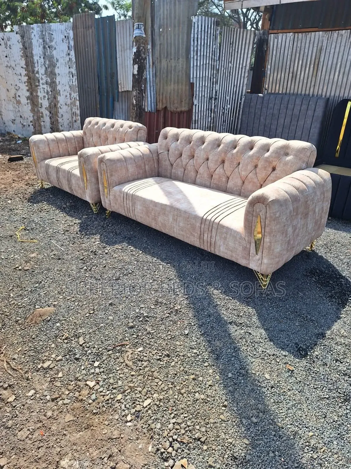 Beige Luxury Sofa Set 5-Seater