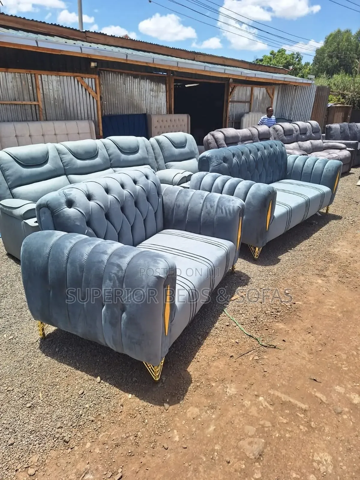 Grey 3+2 Sofa Set