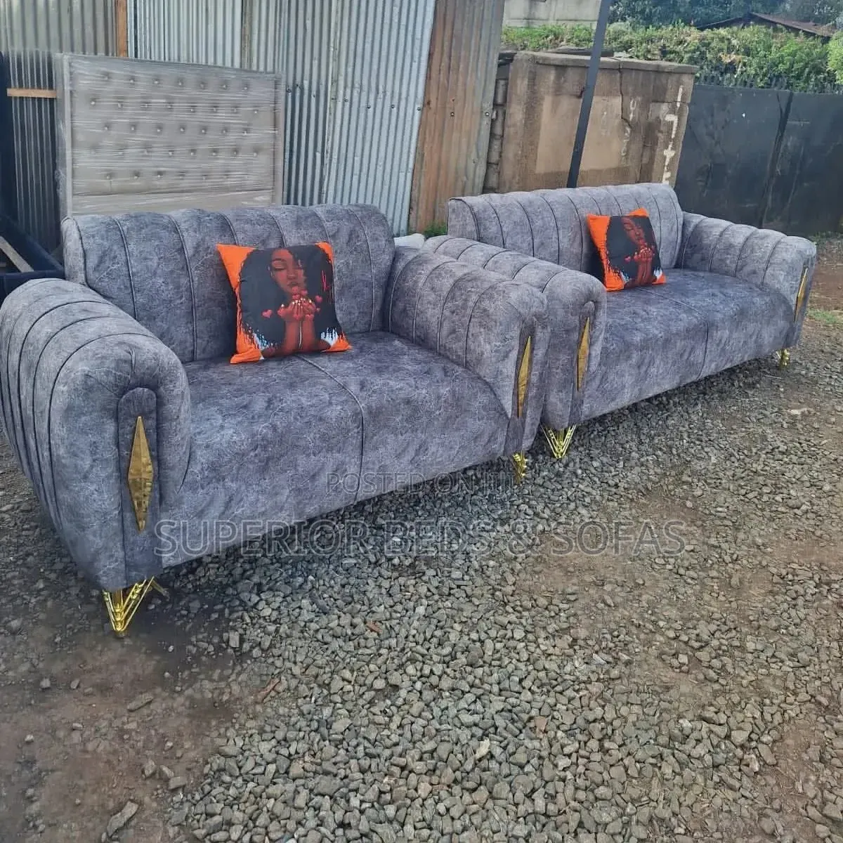 Grey 3+2 Luxury Sofa Set