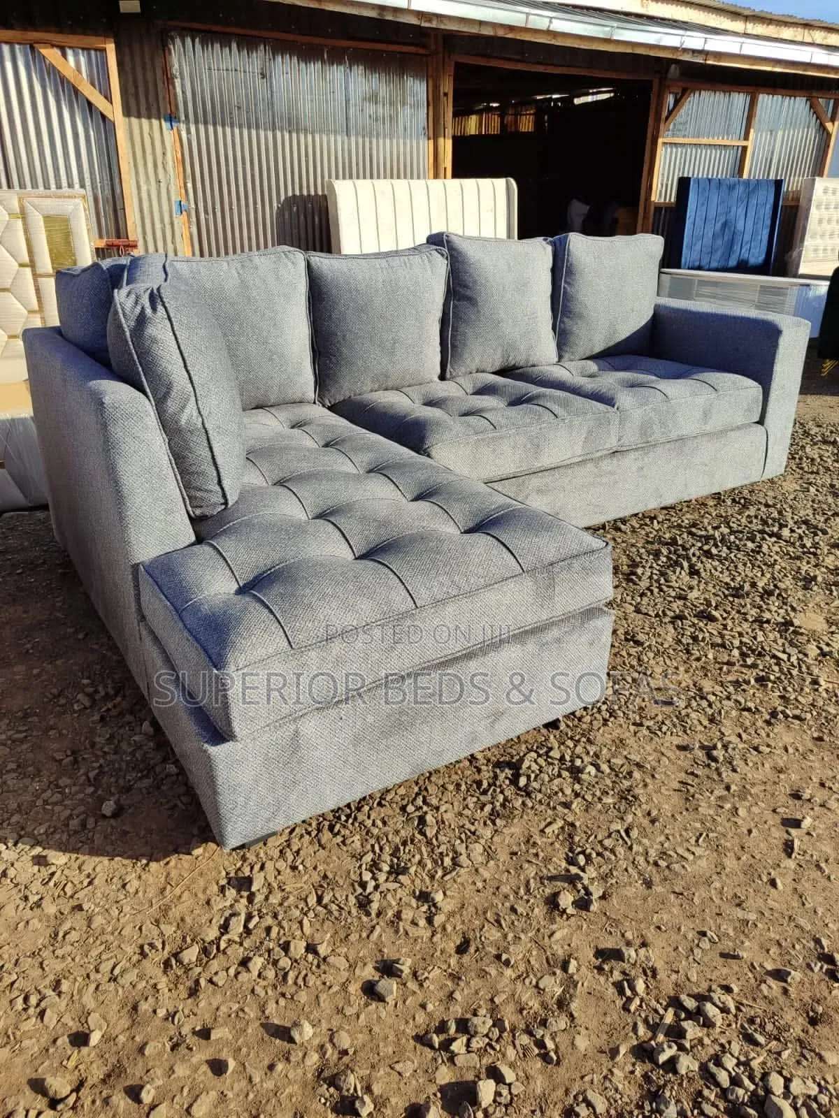 6-Seater Grey L-Shaped Corner