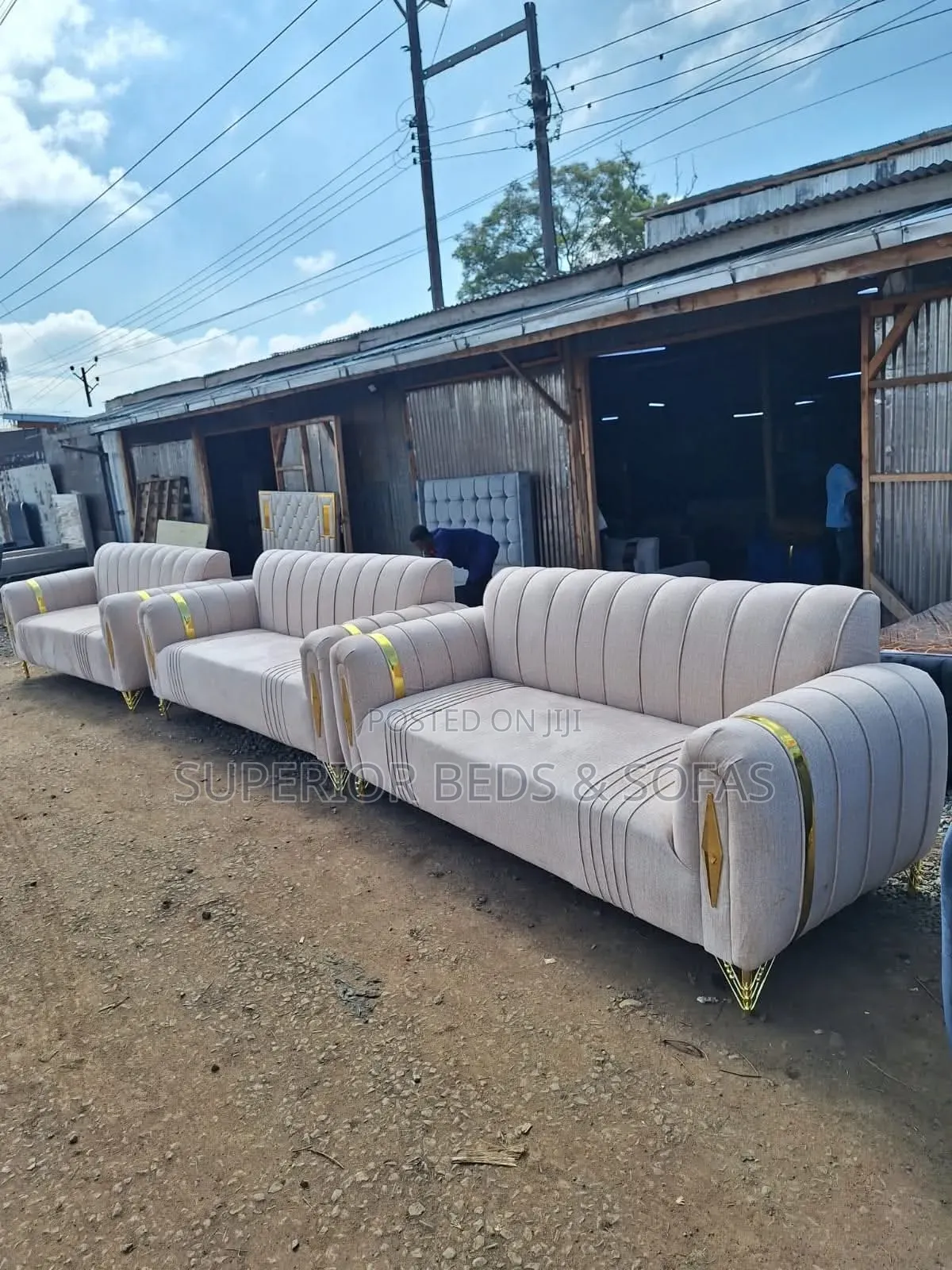Beige 7-Seater Sofa Set (3+2+2)