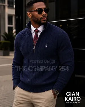 Quality Casual Quarter Zip Knitted Polo Men Official Sweater
