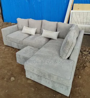5-Seater Light Grey L-Shaped Sectional Sofa