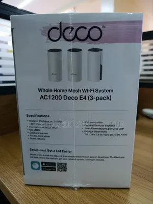 Tp-Link Deco E4 (3-Pack) Ac1200 Whole Home Mesh Wi-Fi System