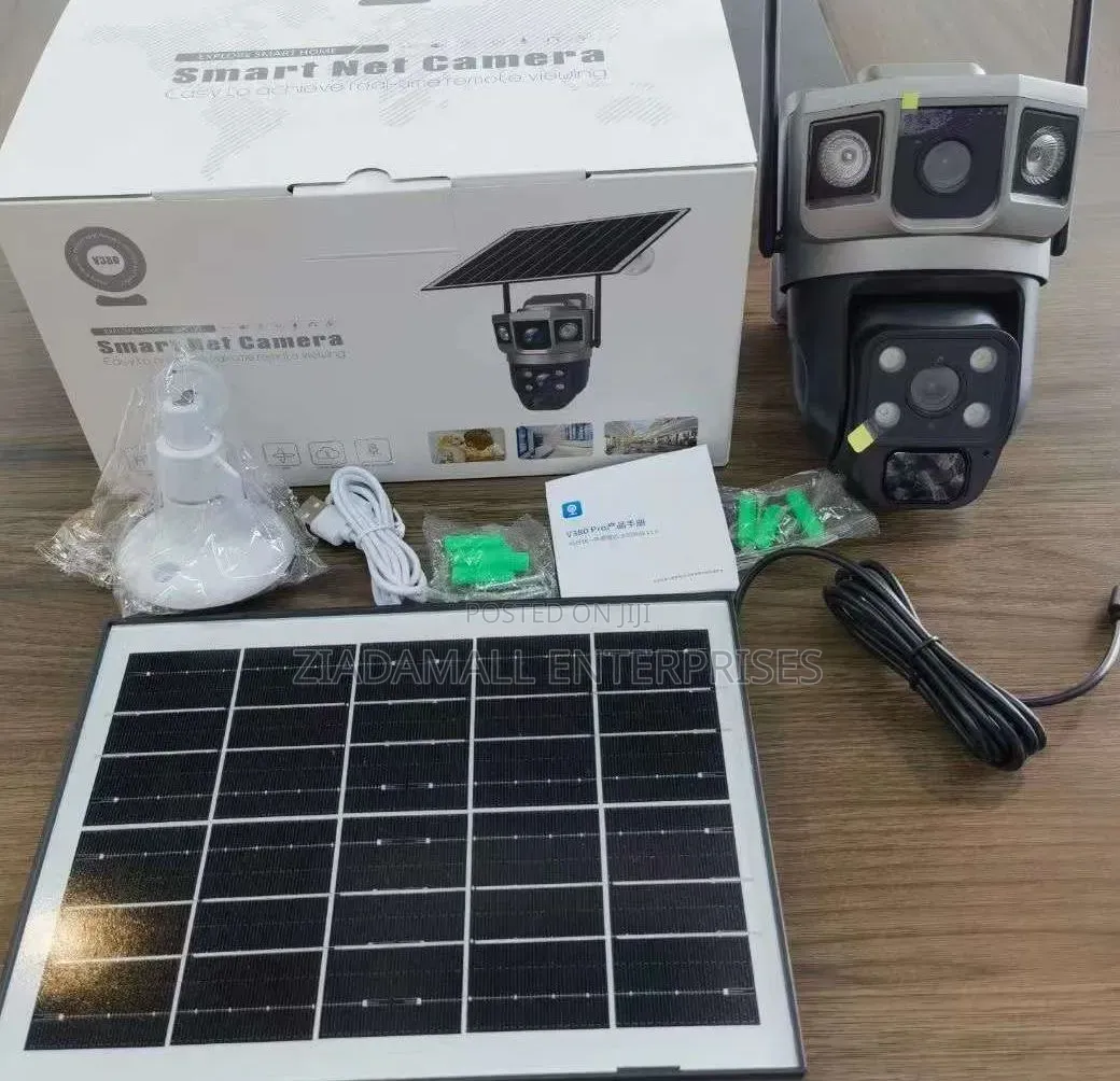 Dual Lens Solar Powered Wifi Connection PTZ Camera 360°