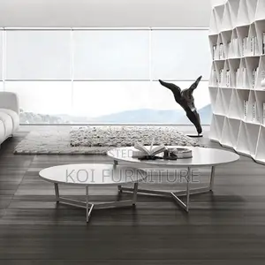 Coffee Table; Modern Dual Marble Coffee Table