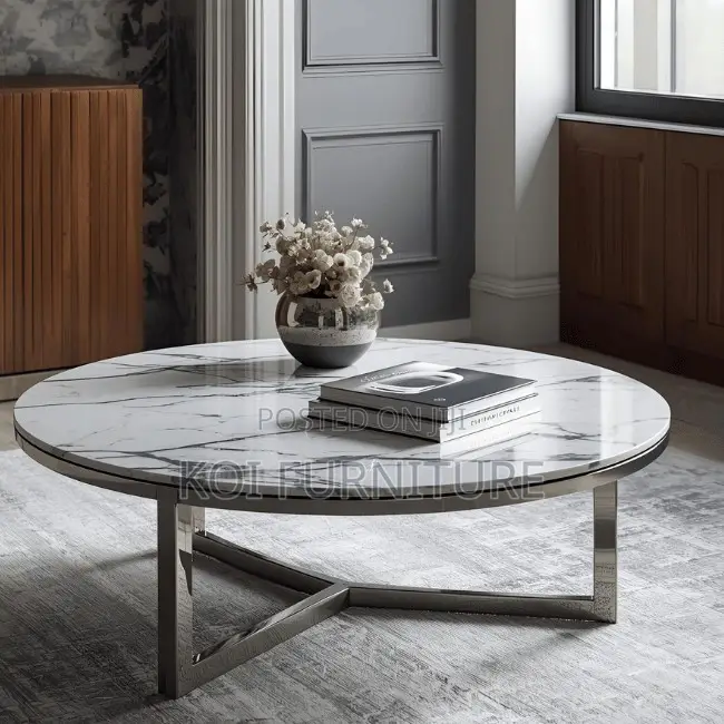 Coffee Table; Modern Dual Marble Coffee Table