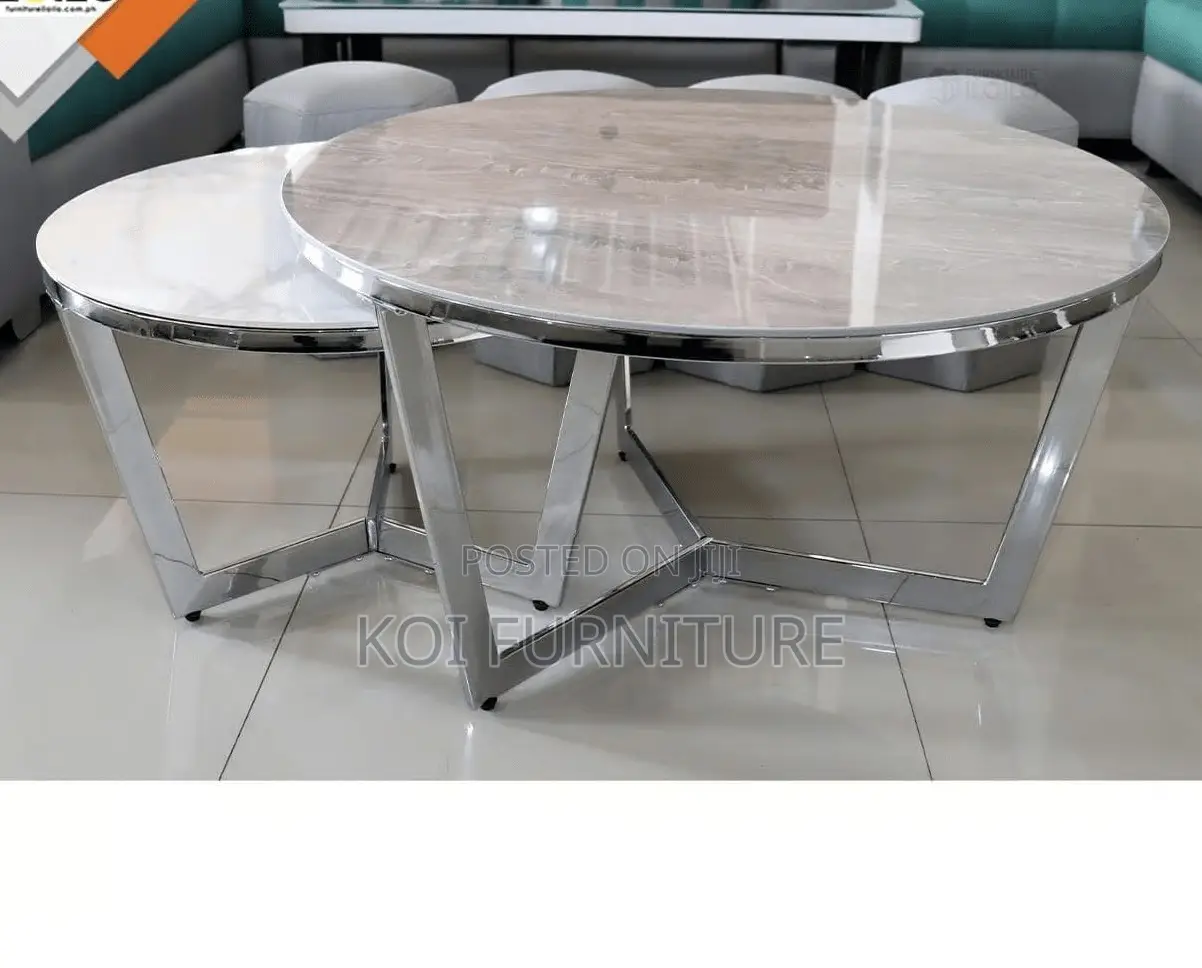 Coffee Table; Modern Dual Marble Coffee Table
