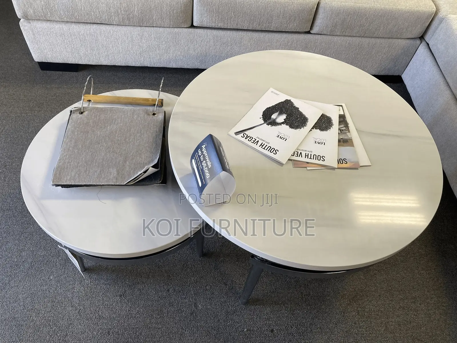 Coffee Table; Modern Dual Marble Coffee Table