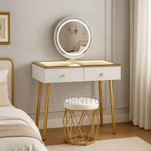 Dressers; White Dressing Elegance Make Up Vanity Table