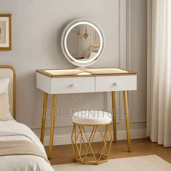Dressers; White Dressing Elegance Make Up Vanity Table