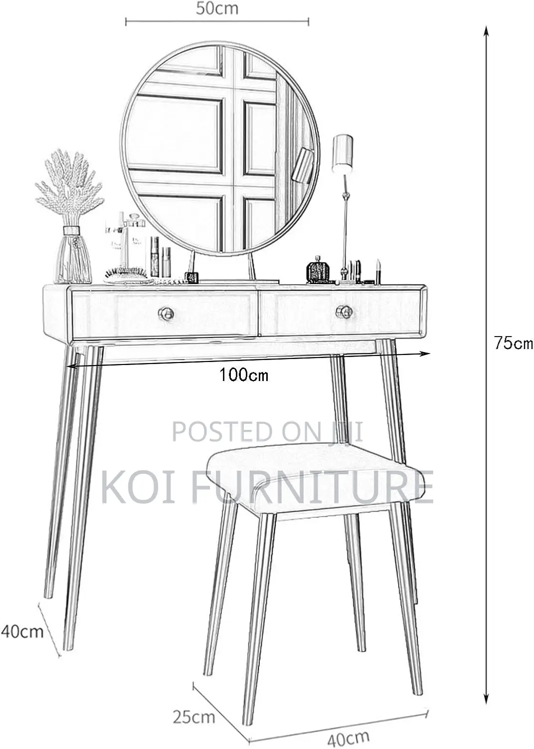 Dressers; White Dressing Elegance Make Up Vanity Table