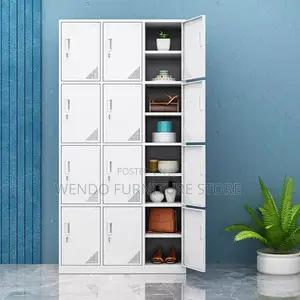 Office Cabinet; Twelve Drawers White-Grey Cabinets
