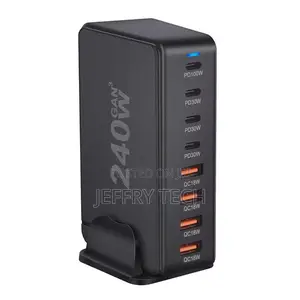 240w Gan Multi-Port Charger - 4 Usb-C 4 Usb-a Fast Charging Adapter