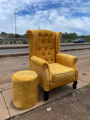 Mustard Gold Wingback Chair + Ottoman