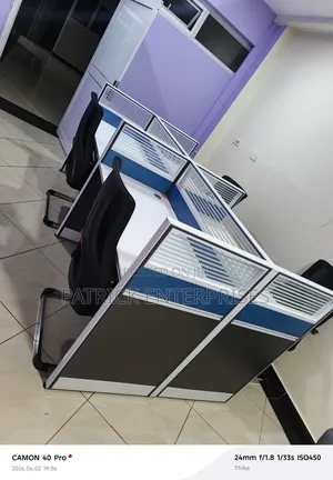 Imported Modern Four 4 Way Workstation White-Blue