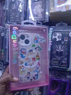 iPhone 15 Doraemon-Themed Cartoon Stickers Case