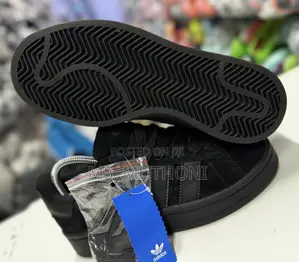Adidas Campus All Black Suede Upper and Serrated 3-Stripes. Size 40-45