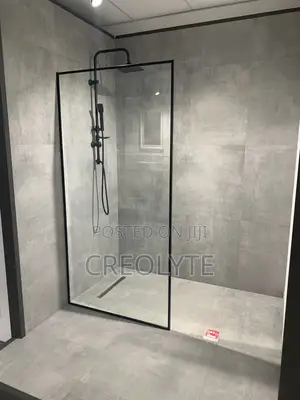 Matte Black Framed Walk-in Shower Screen | Fixed Panel | Wet Room